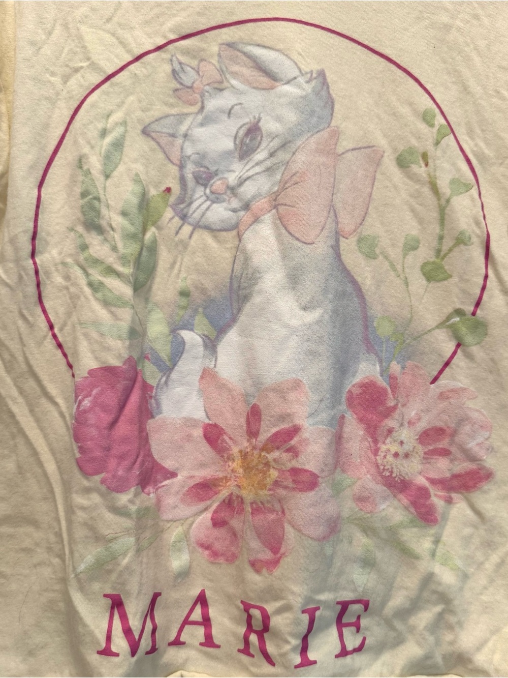 Disney Marie Aristocats Floral Crop Tee Shirt 2X | Cottagecore Graphic T-Shirt
